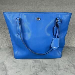 Coach Peyton Zip Top Tote Cerulean Blue Saffiano Leather Shoulder Bag F27349